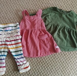 Ruffle Butts 3 Set Olive Green Baby Romper 6/9m